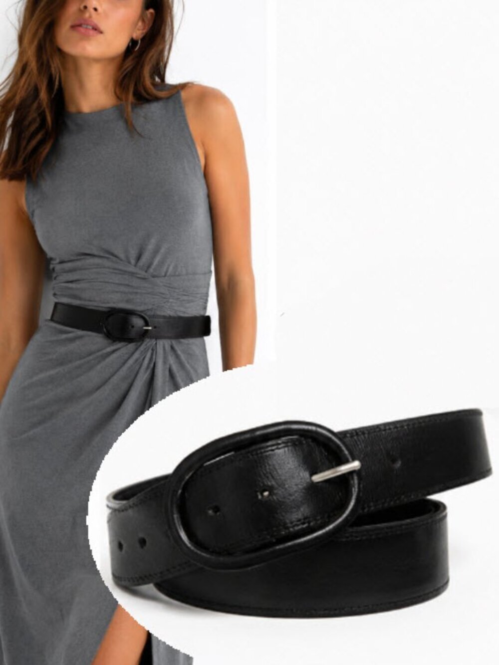 Talbots Black Leather Belt Rounded Buckle Classic Medium